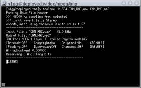 Toolame Encoding Audio